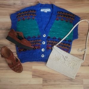 Vintage 80s Cap Sleeve Sweater Vest M-L